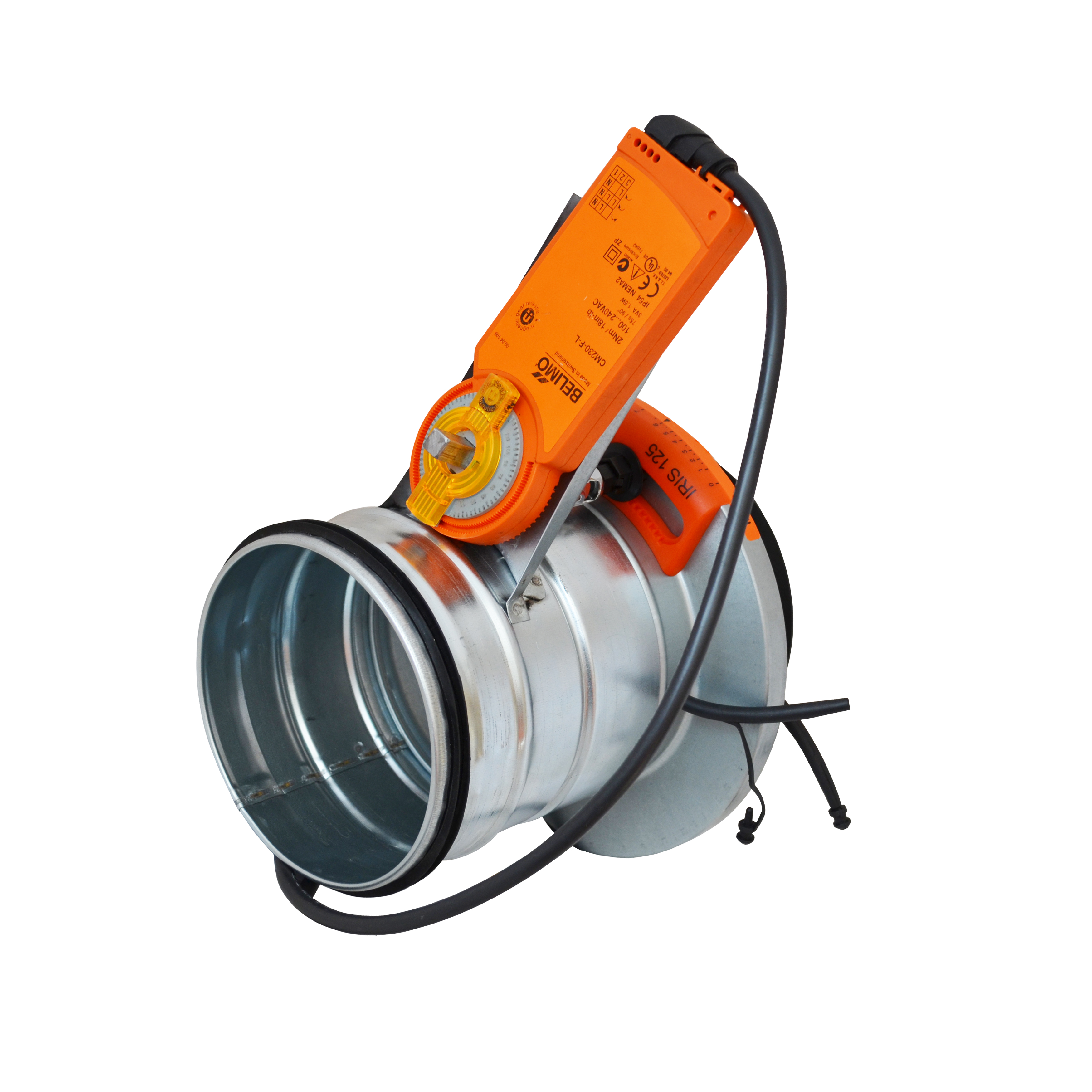 Przepustnica soczewkowa regulacyjno-pomiarowa ocynkowana typ IRIS GBL