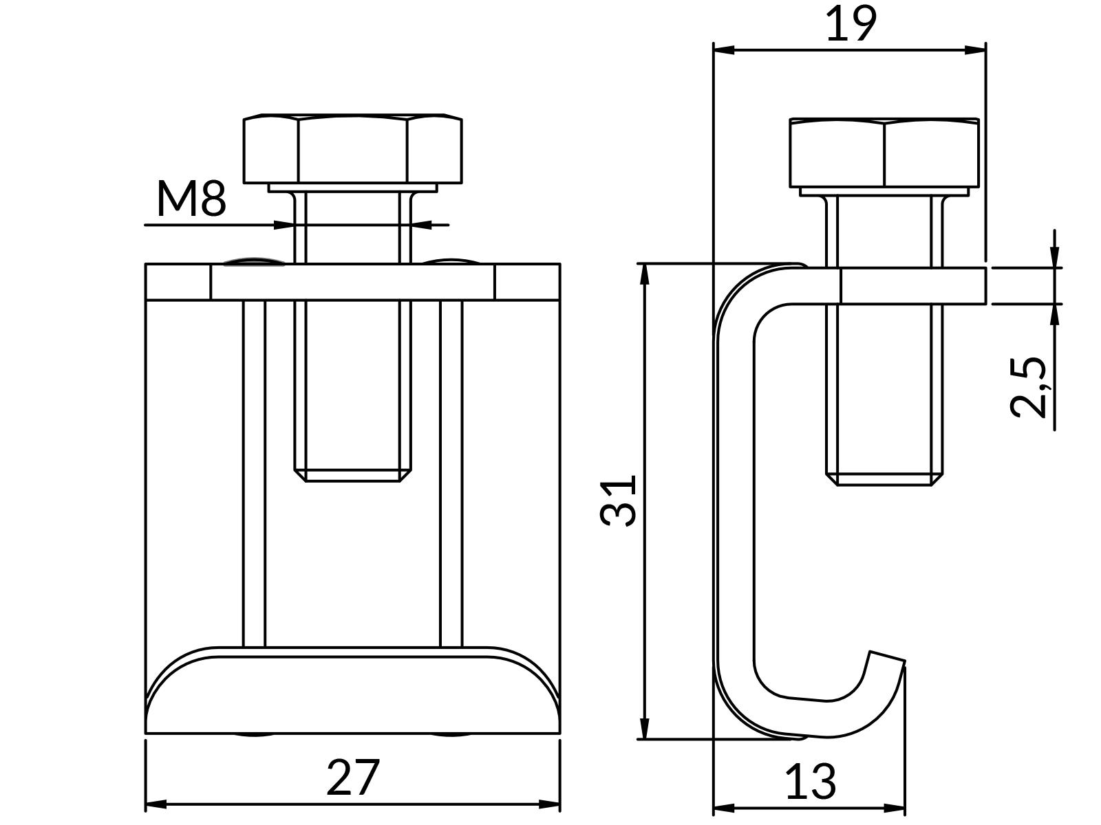 Ścisk do obrzeży kanałów nierdzewny (50szt./opak)