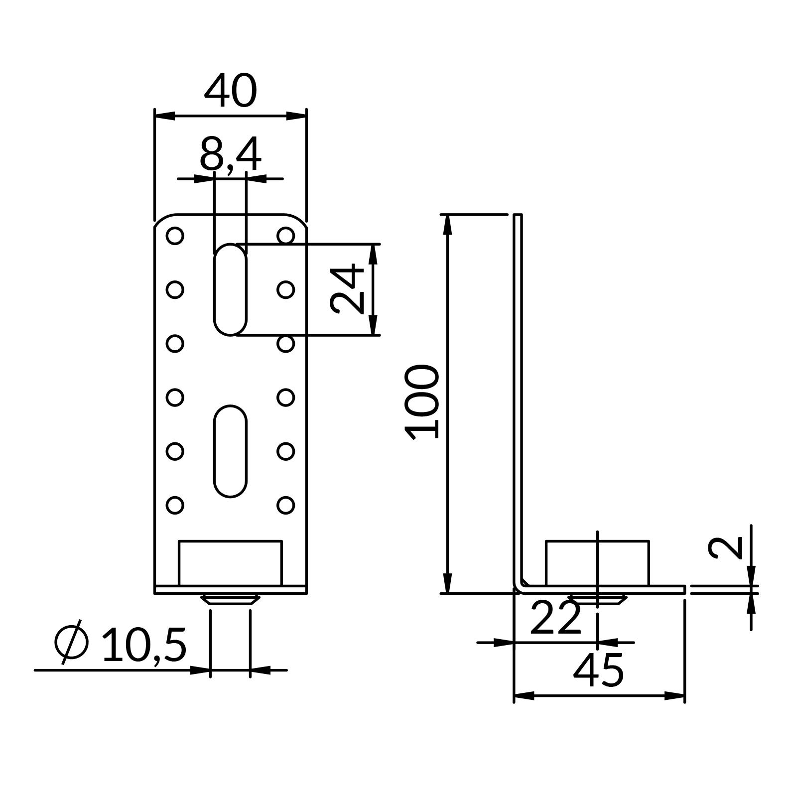 Mocowanie typu N-L, V, Z