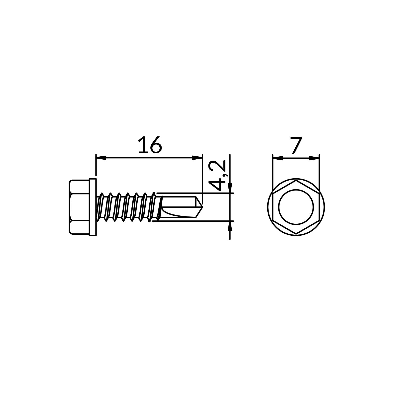 N-WS-4,2X16 WKRĘT SAMOWIERCĄCY 6-KĄT. SW7 (250 SZT.)