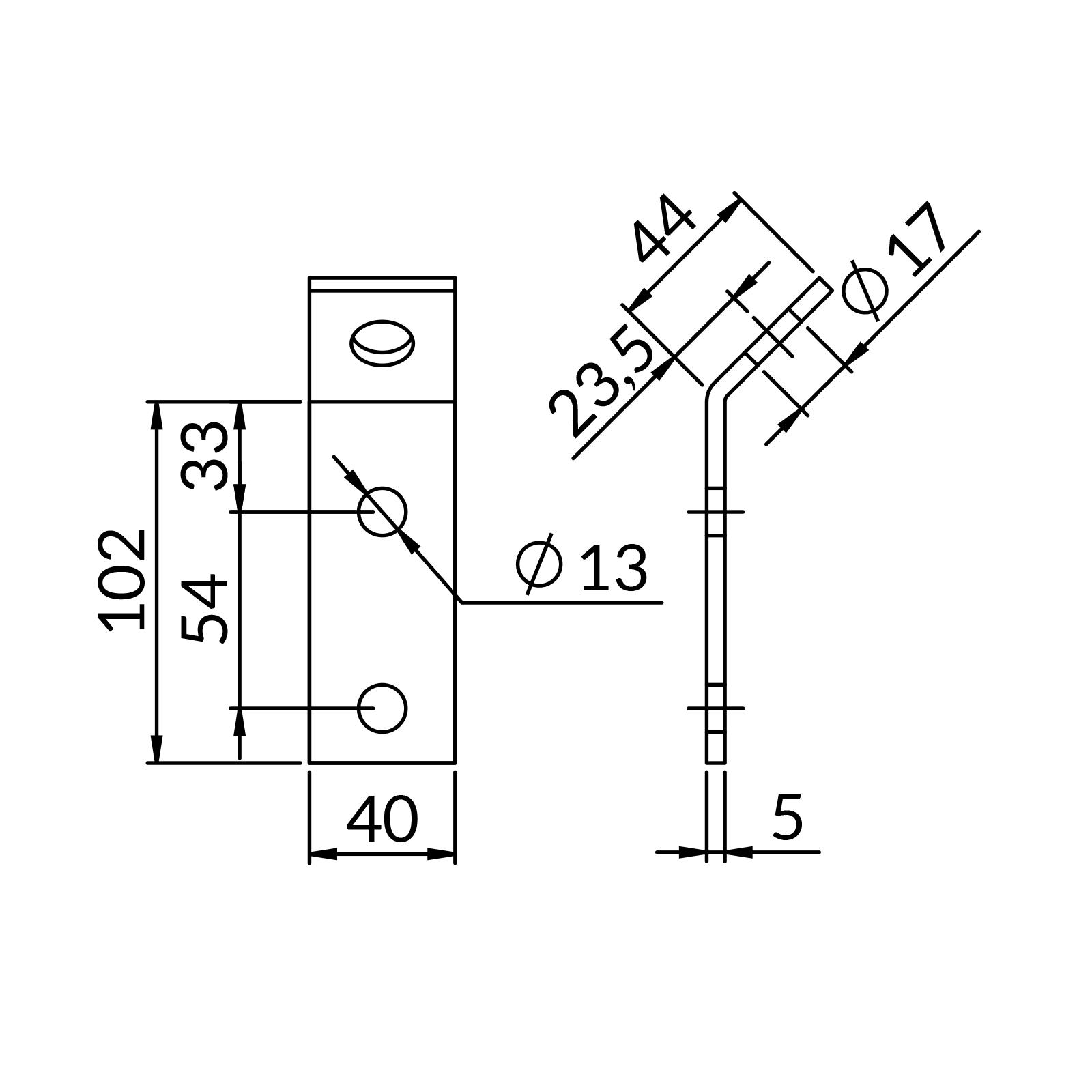Kształtka montażowa XX3 135° powiększona do profili MG, MF, MH nierdzewna (10szt./opak)