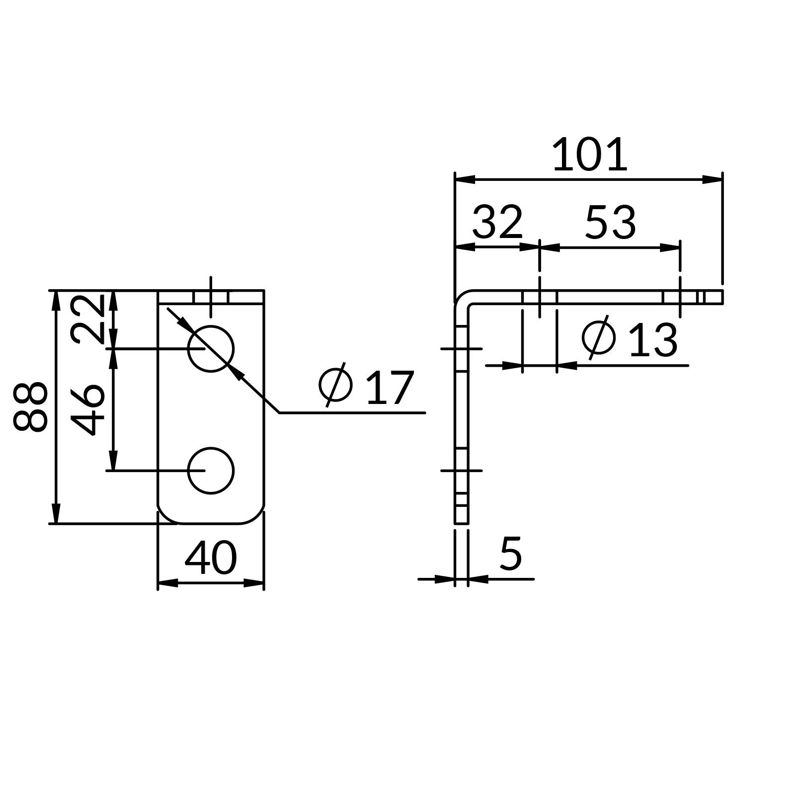 Kształtka montażowa XX7  90° powiększona do profili MG, MF, MH nierdzewna (10szt./opak)