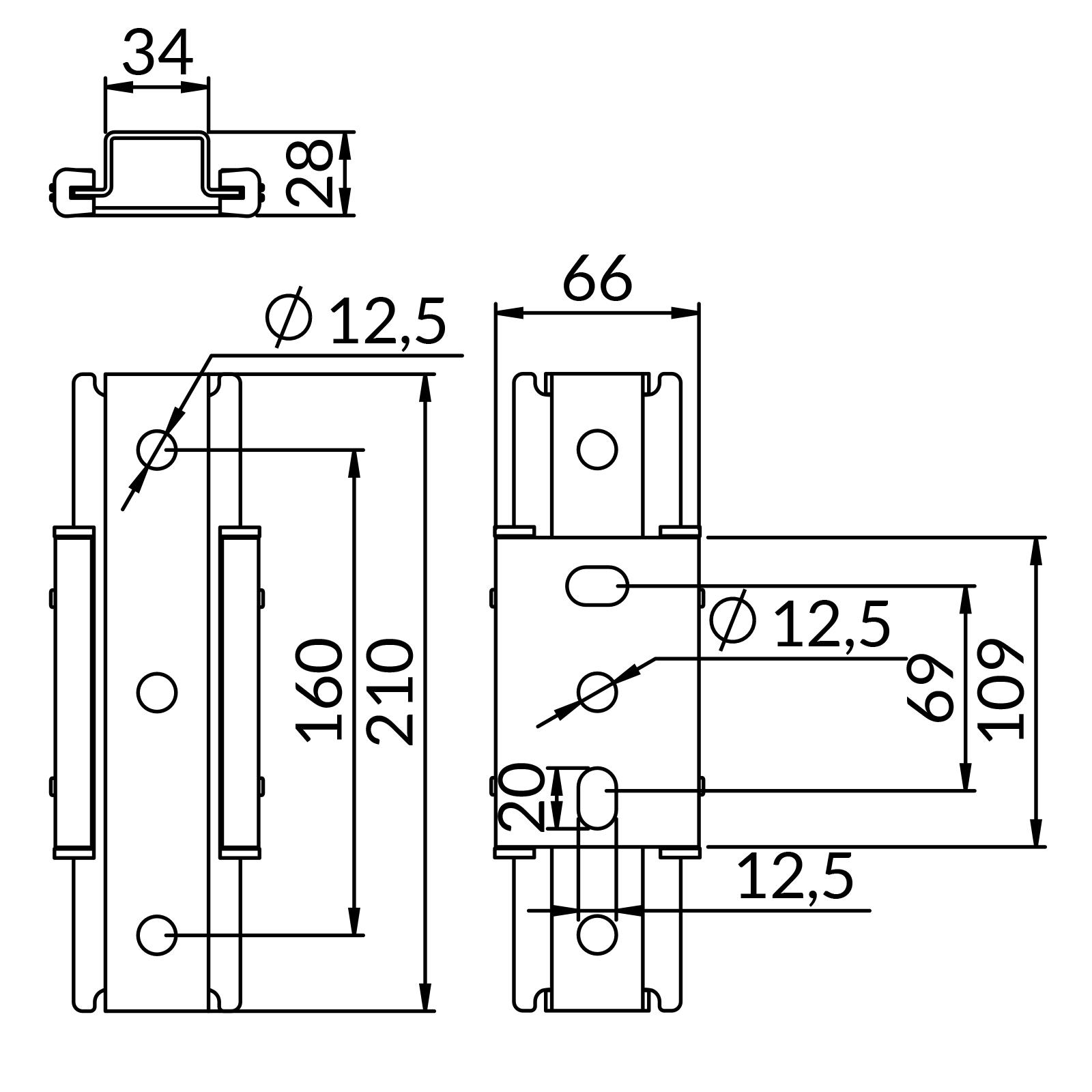 Podpora przesuwna ślizgowa uniwersalna (5szt./opak) 