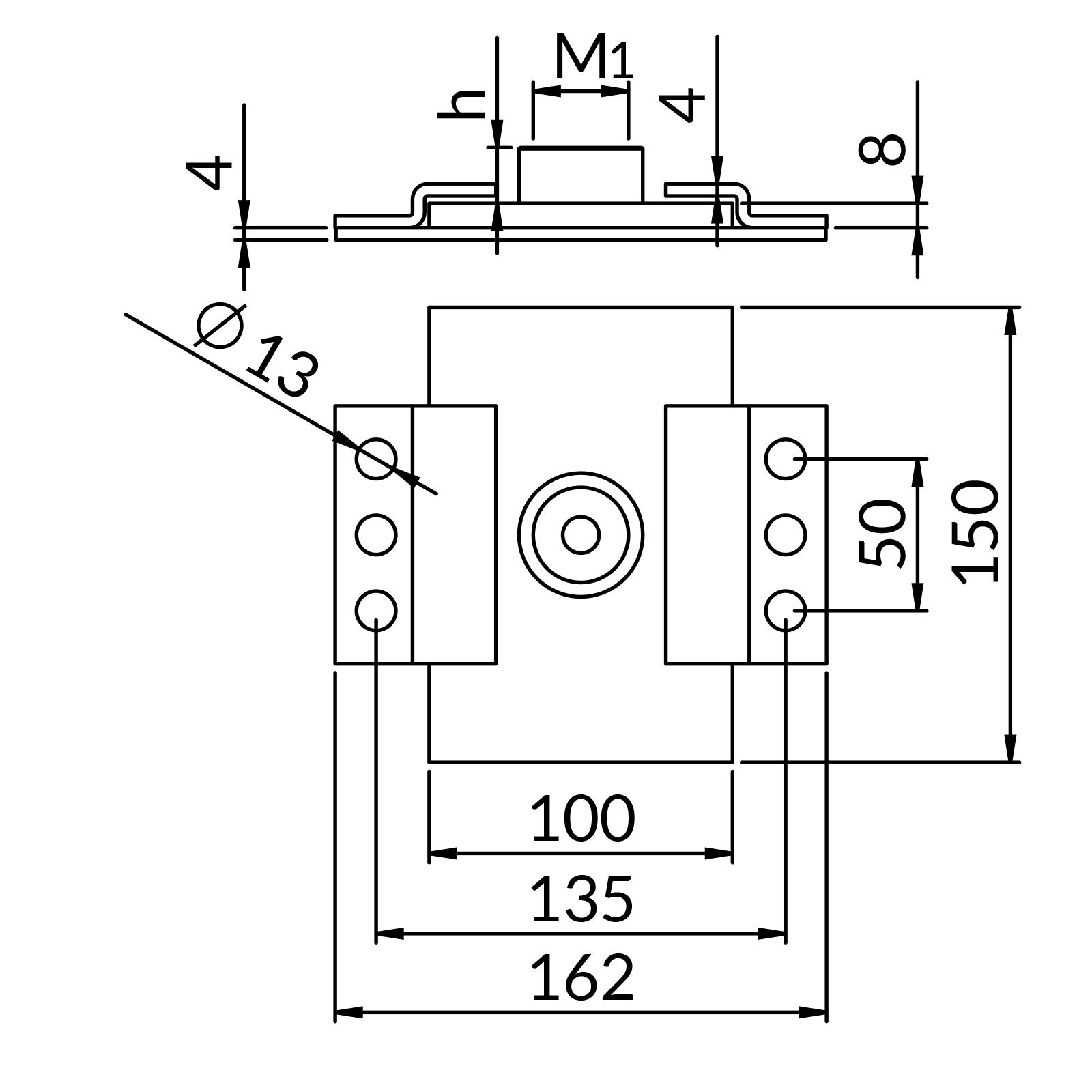 Podpora ślizgowa z jednym przyłączem M10 nierdzewna (1szt./opak)