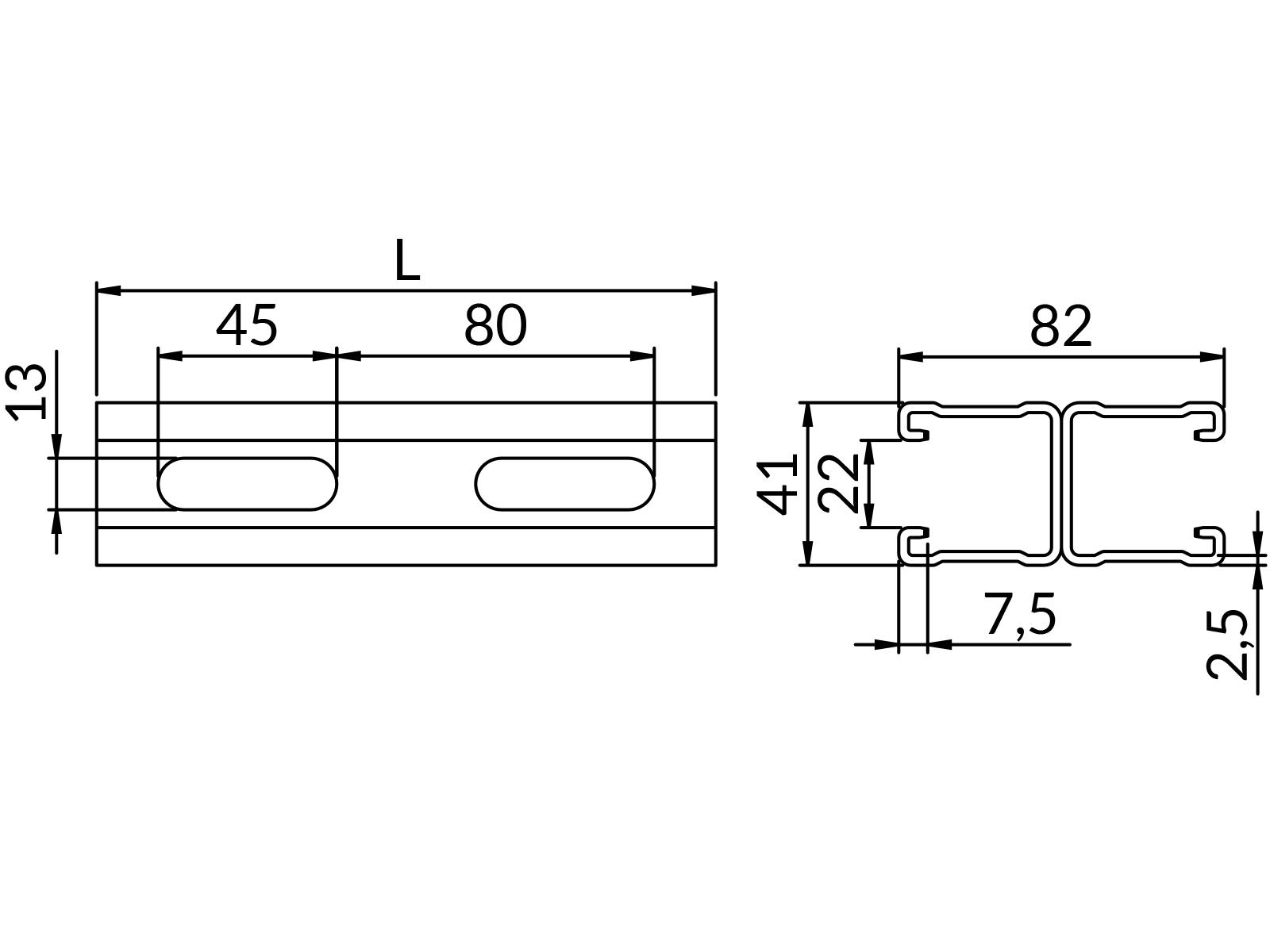 Profile podwójne SD-MF2,5 41X82