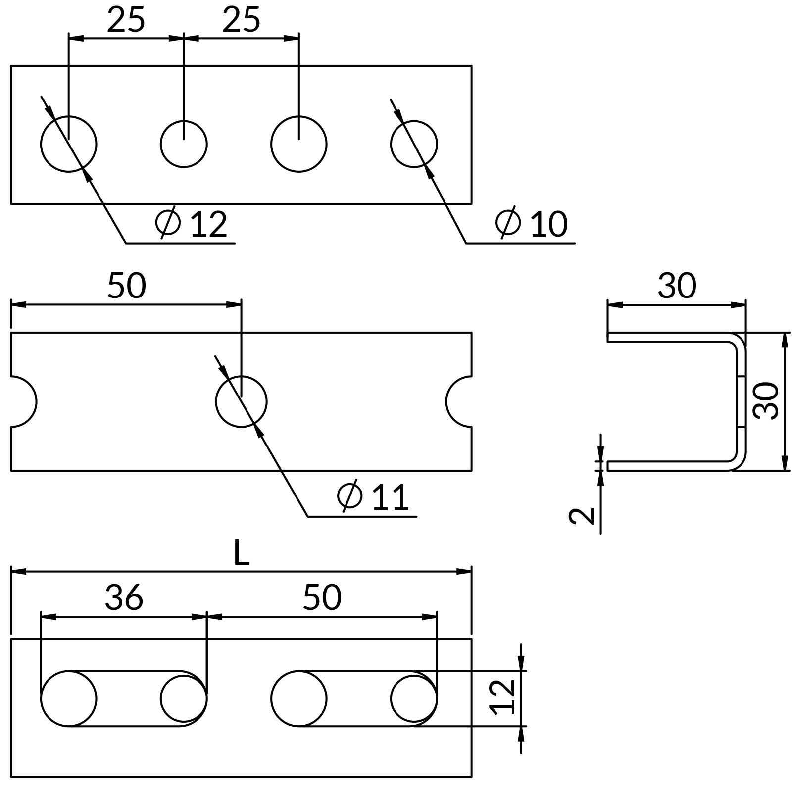 Profil montażowy TYP U2,0 L=2000mm (30x30x3,0)  (- MPP -)