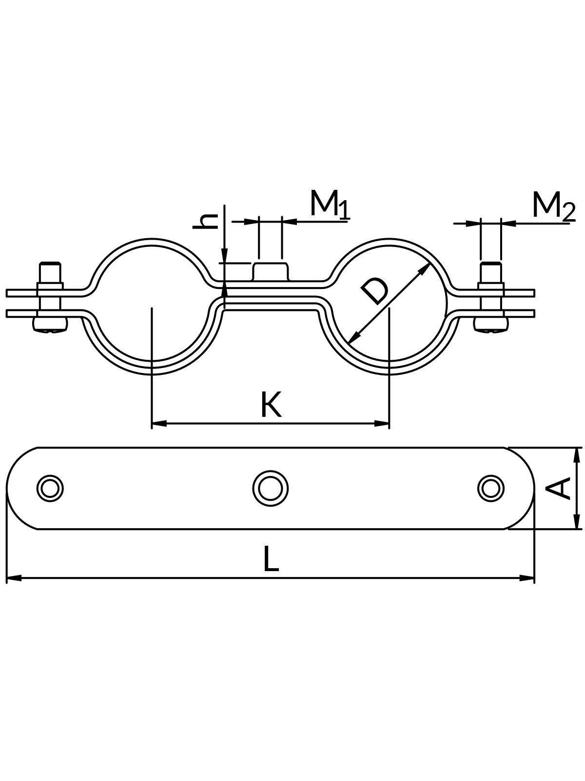 Obejmy podwójne UDZ - komplet
