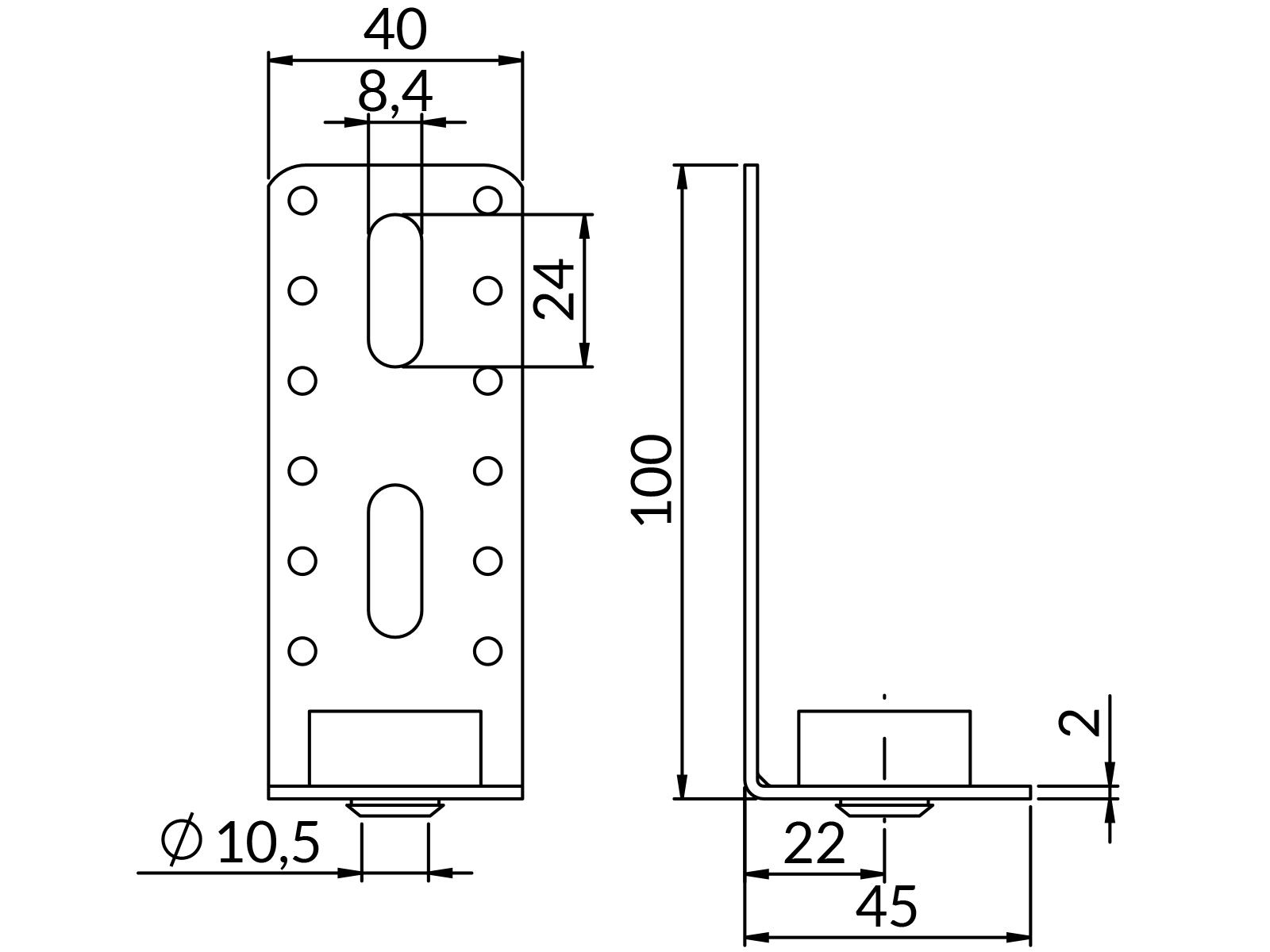 Mocowania typu L, V, Z
